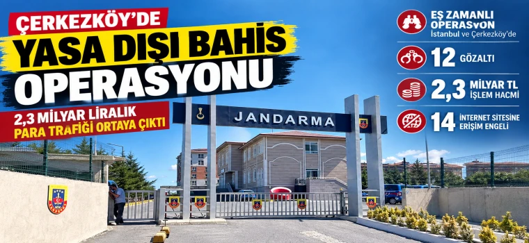 Çerkezköy’de yasa dışı bahis operasyonu: 2,3 milyar liralık para trafiği ortaya çıktı