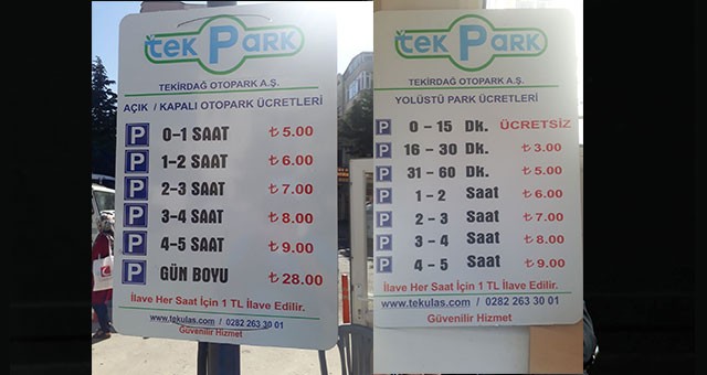 ÇERKEZKÖY’DE OTOPARK ÜCRETLERİNE ZAM