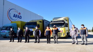 TEKİRDAĞ’DAN 3 TIR DOLUSU MALZEME İZMİR’E DOĞRU YOLA ÇIKTI