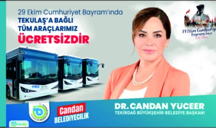 TEKİRDAĞLIYA TOPLU TAŞIMA CUMHURİYET BAYRAMI'NDA ÜCRETSİZ