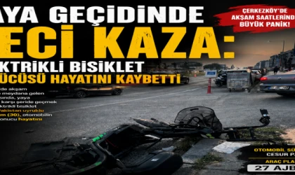 YAYA GEÇİDİNDE FECİ KAZA ELEKTRİKLİ BİSİKLET SÜRÜCÜSÜ HAYATINI KAYBETTİ